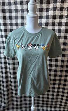 Disney Mickey and Friends Characters Sage Green T-Shirt Size XL